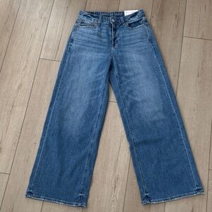 American Eagle dreamy drape super high-rise baggy wide leg jeans size 0 NWT